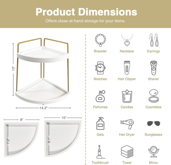 White & Gold 2-Tier Shelf for Kitchen & Vanity Storage - Image 3