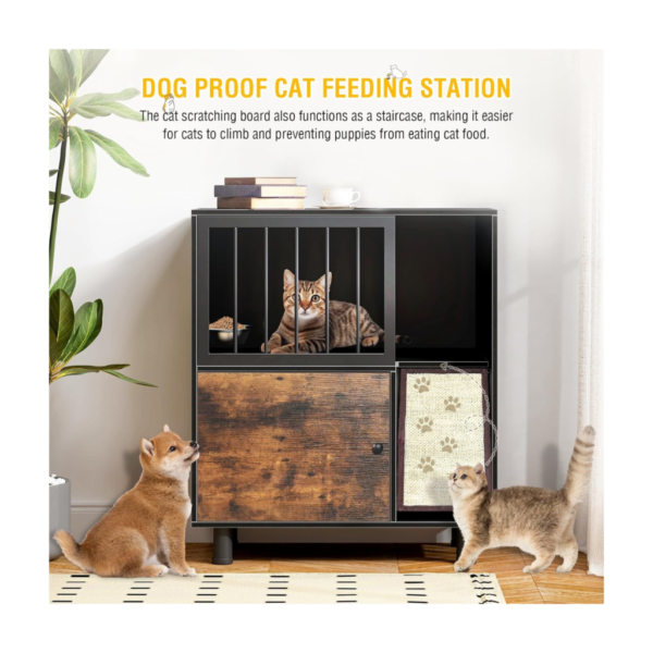 Elevated Cat Feeding Station – Bowl, Scratcher & Storage - Image 2