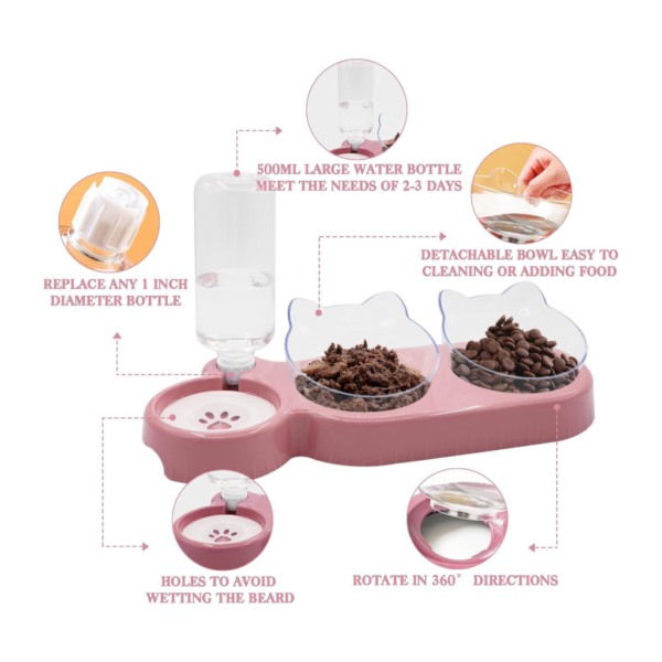 3-in-1 Tilted Cat Bowls – Double Food & Automatic Water Feeder - Image 3