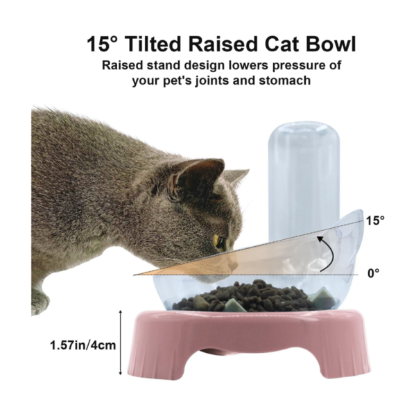 3-in-1 Tilted Cat Bowls – Double Food & Automatic Water Feeder - Image 4