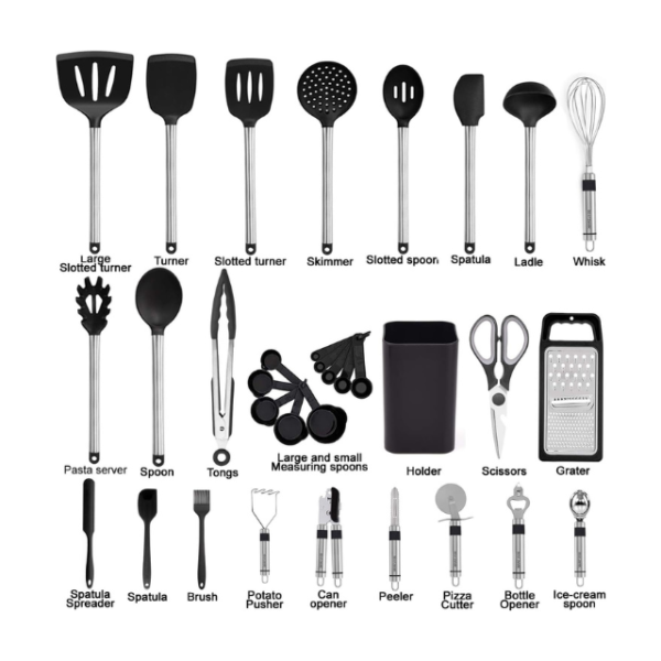 Silicone & Stainless Steel Kitchen Utensil Set - Image 2