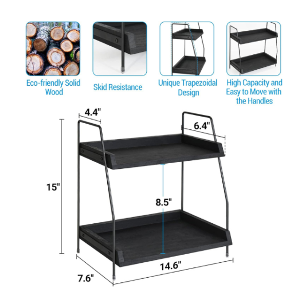 Black Coffee Bar Accessories Organizer - Image 2