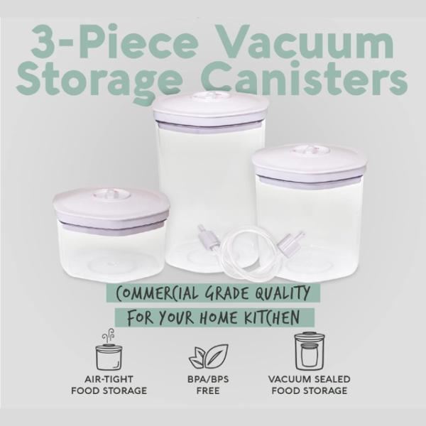 BPA-Free 3-Piece Vacuum Food Container Set with Accessory Hose – Ideal for Home Kitchen - Image 6