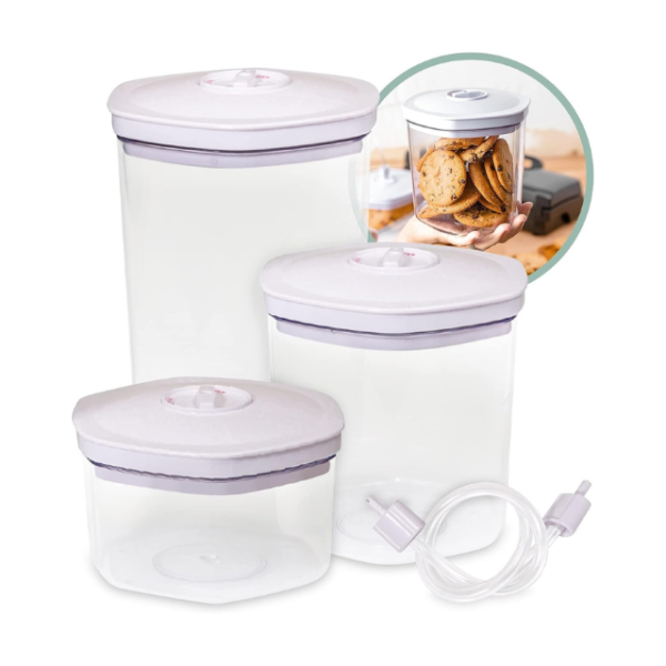 BPA-Free 3-Piece Vacuum Food Container Set with Accessory Hose – Ideal for Home Kitchen