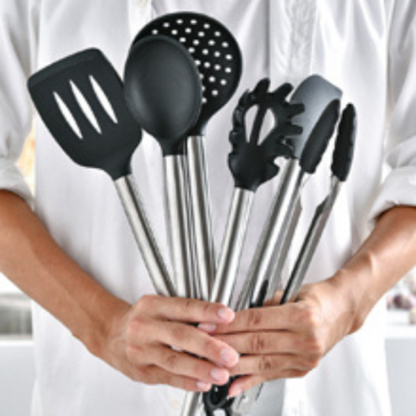 Silicone & Stainless Steel Kitchen Utensil Set - Image 3